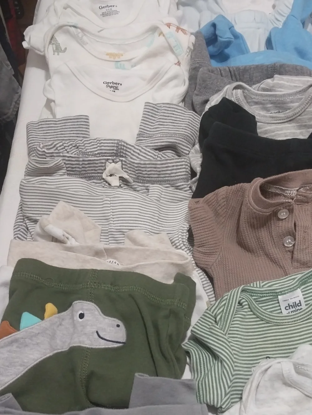 Carter's Mixed Short Sleeve Baby Tees in White, Gray, Green, Blue, Yellow